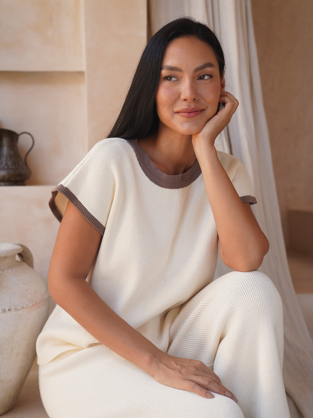 Whistler Top and Como pants Ivory set